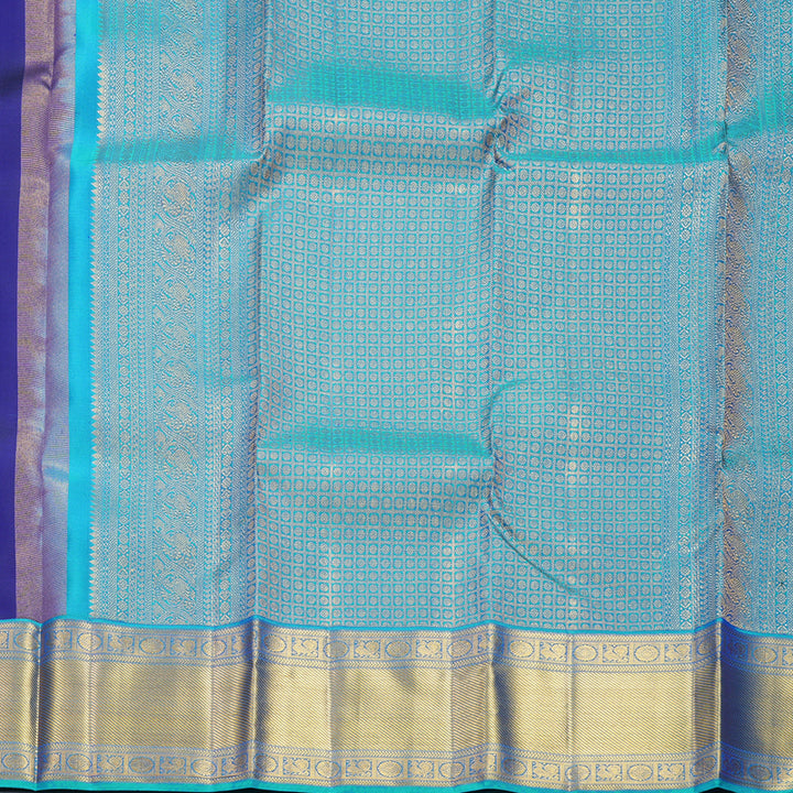 Hayagrivas Handloom MS Blue Kanjivaram Silk Saree with Aqua Blue Border KBF569G4-2