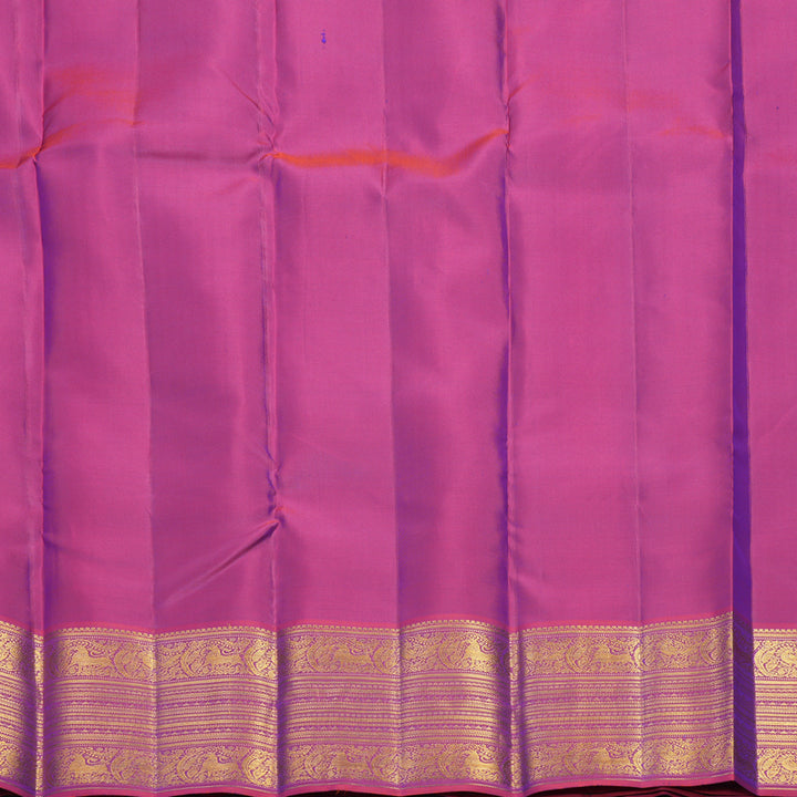 Hayagrivas Handloom MS Blue Kanjivaram Silk Saree with Rust Pink Border KBF569G4-3