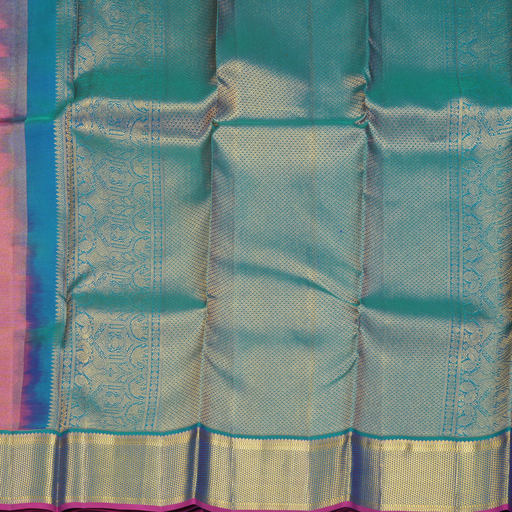 Hayagrivas Handloom Bright Orangish-Pink Kanjivaram Silk Saree with Mayilkazhuthu Border KBF569G5-1