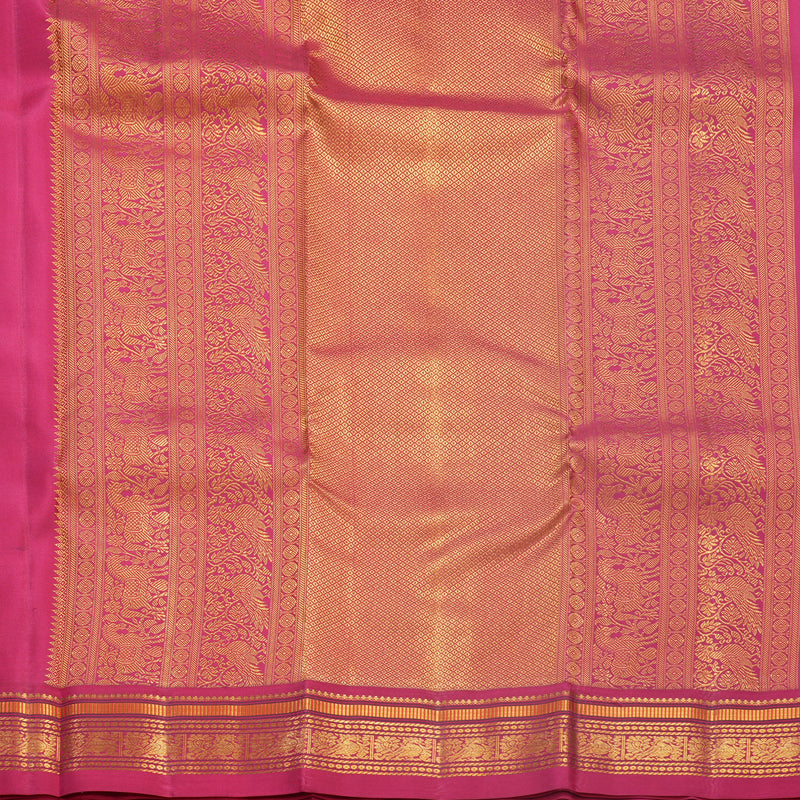 Hayagrivas Handloom Ivory Kanjivaram Silk Saree with Pink Border KBF569G6-1