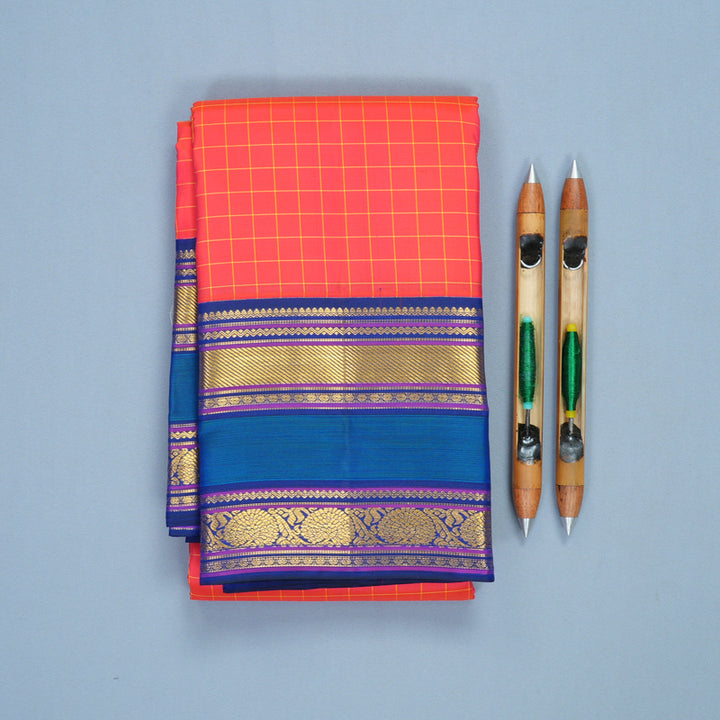 Hayagrivas Handloom Peach Pink Kanjivaram Silk Saree with Mayilkazhuthu Border KBF569G9-1