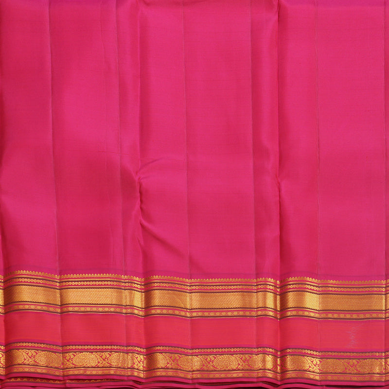 Hayagrivas Handloom Bottle Green Kanjivaram Silk Saree with Reddish-Pink Border KBF569G9-2