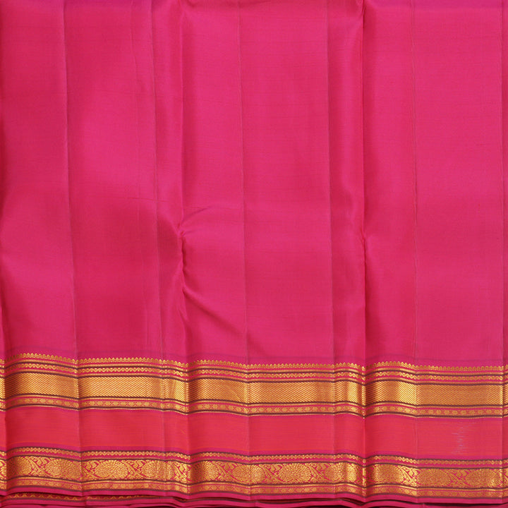 Hayagrivas Handloom Bottle Green Kanjivaram Silk Saree with Reddish-Pink Border KBF569G9-2