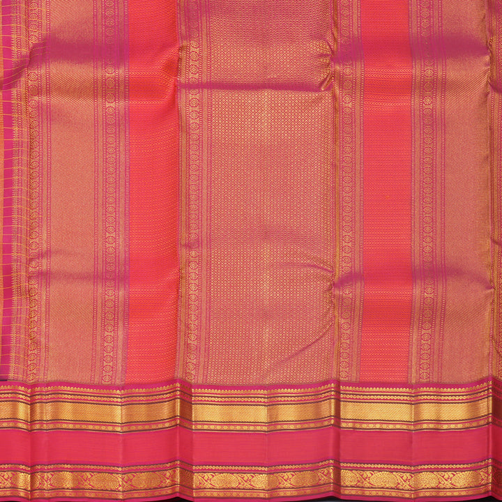 Hayagrivas Handloom Bottle Green Kanjivaram Silk Saree with Reddish-Pink Border KBF569G9-2