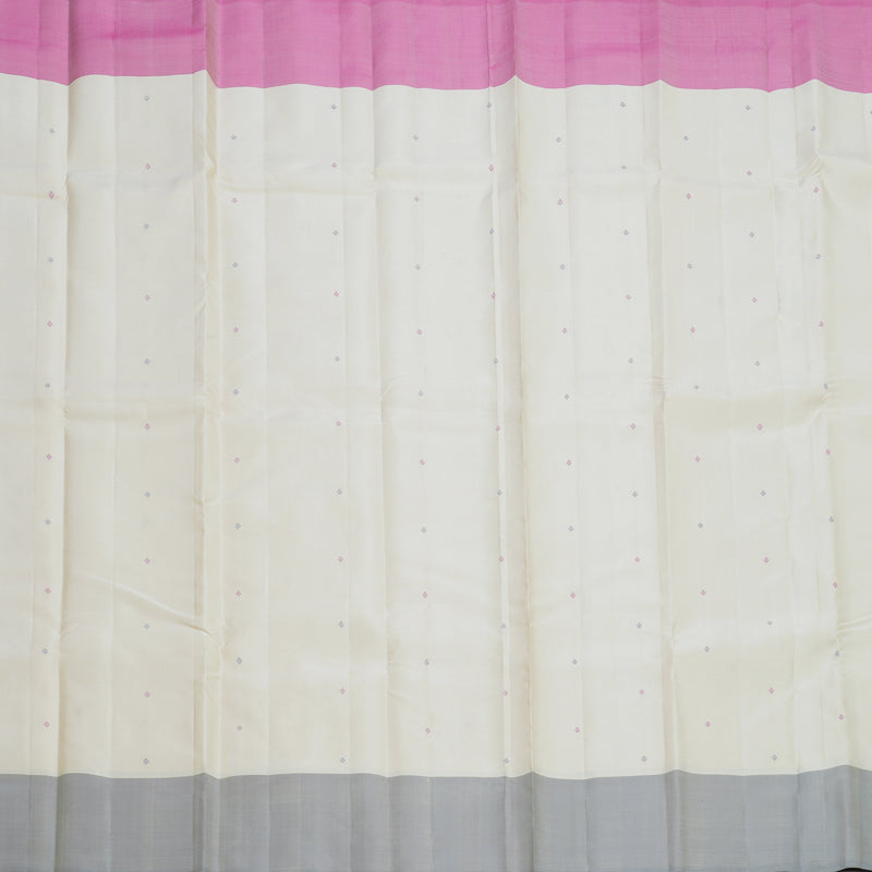 Hayagrivas Handloom Half-White Kanjivaram Silk Saree with Ganga Jamuna Border KBF570G4-2