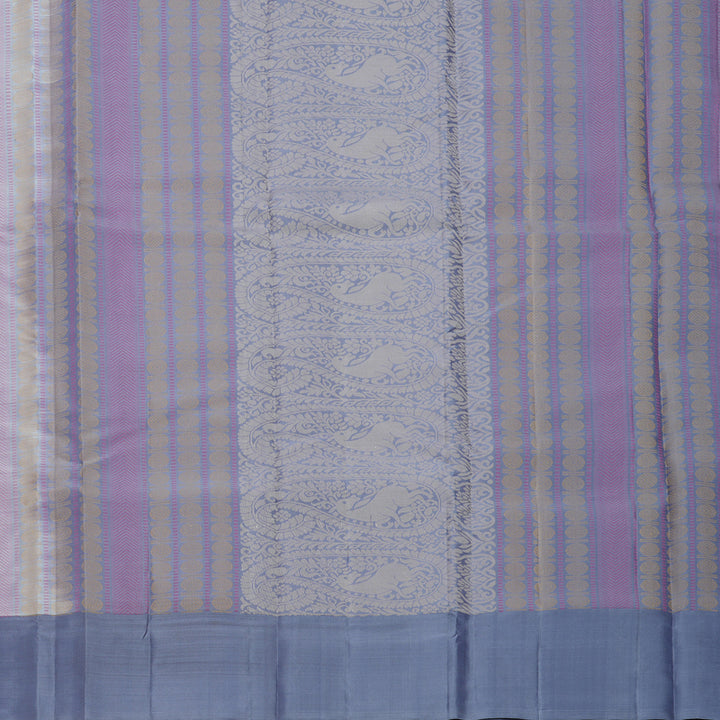 Hayagrivas Handloom Half-White Kanjivaram Silk Saree with Ganga Jamuna Border KBF570G4-2