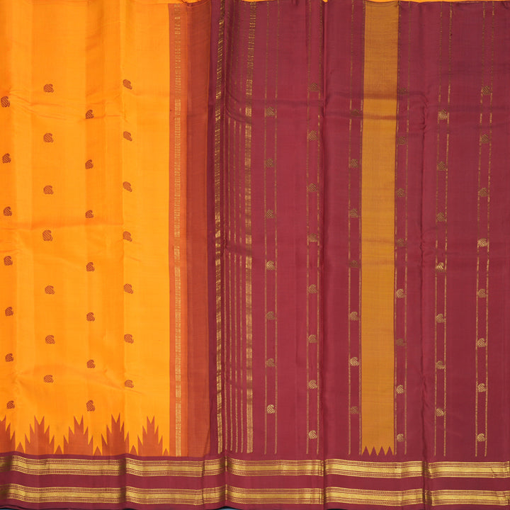 Hayagrivas Mambazham Orange Pure One-sided border Kanjivaram Silk Saree KBF570G6-1