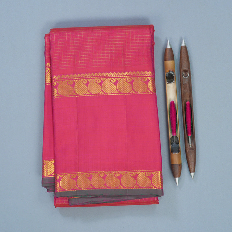 Hayagrivas Handloom Pink Kanjivaram Silk Saree KBF571G1-4