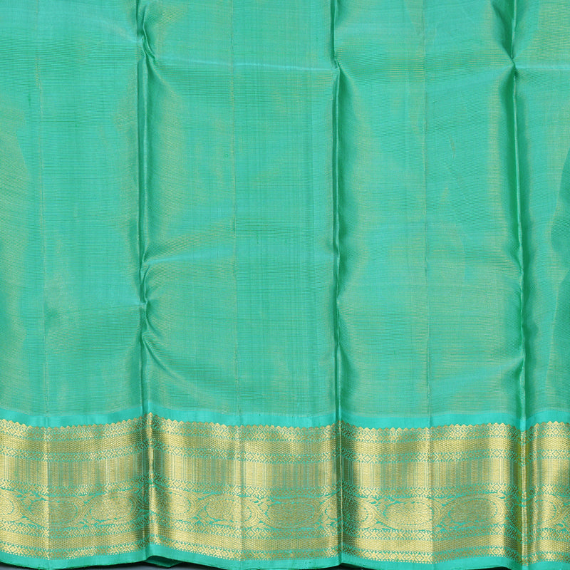 Hayagrivas Handloom Yellow Kanjivaram Silk Saree with Sea Green Border KBF571G10-1