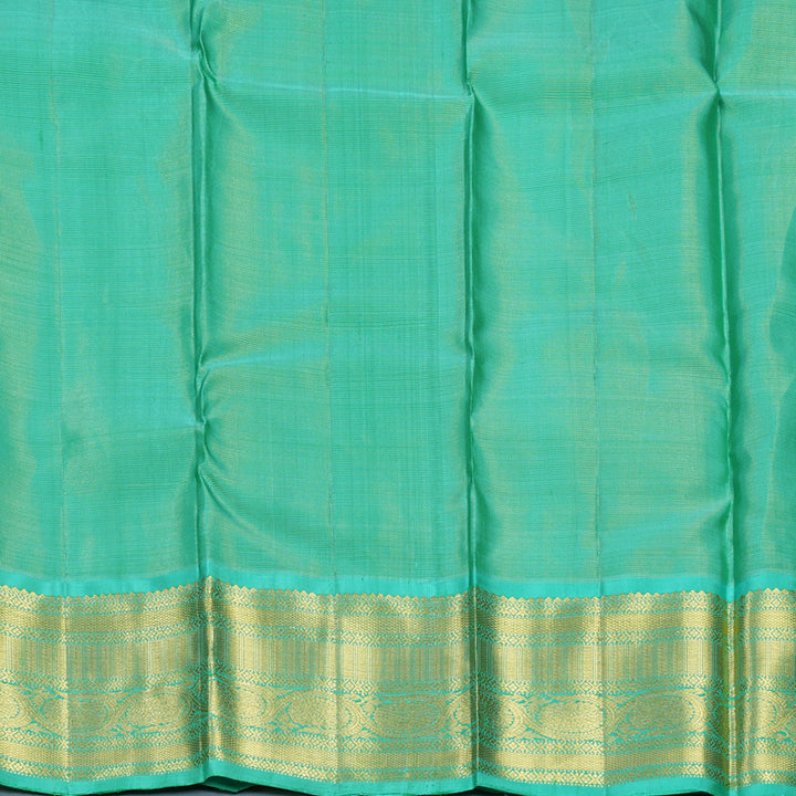 Hayagrivas Handloom Yellow Kanjivaram Silk Saree with Sea Green Border KBF571G10-1