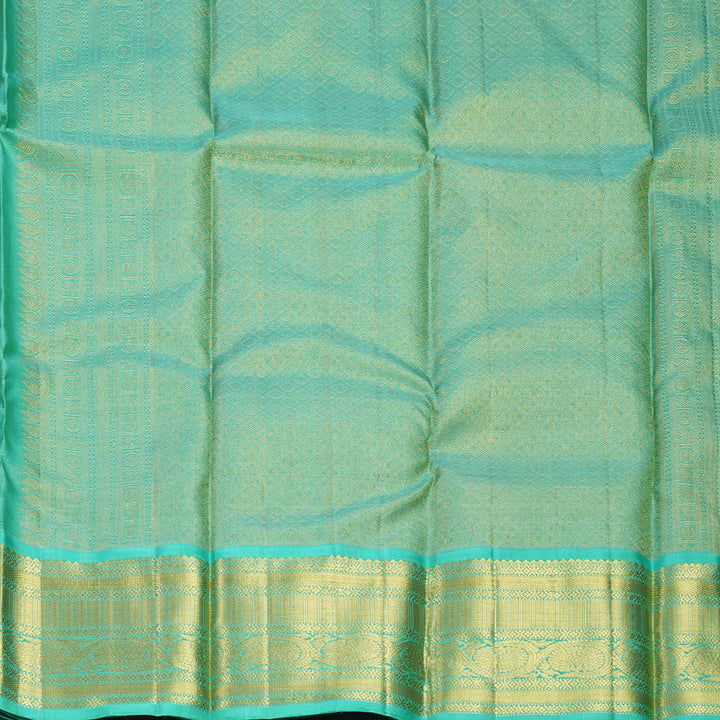 Hayagrivas Handloom Yellow Kanjivaram Silk Saree with Sea Green Border KBF571G10-1