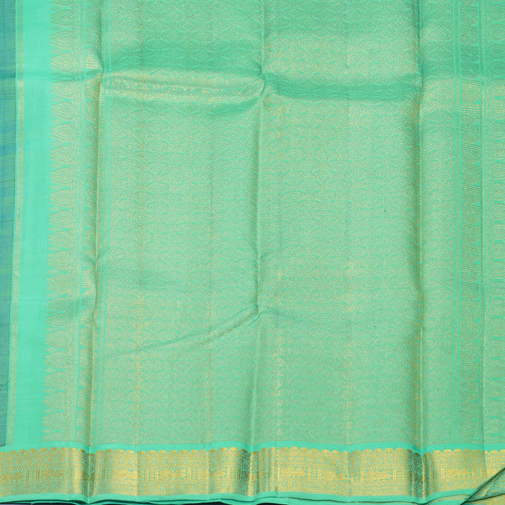 Hayagrivas Handloom MS Blue Kanjivaram Silk Saree with Mint Green Border KBF571G2-3