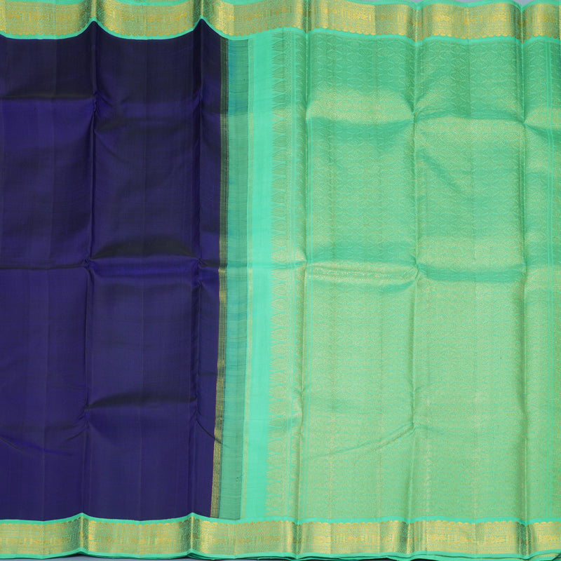 Hayagrivas Handloom MS Blue Kanjivaram Silk Saree with Mint Green Border KBF571G2-3