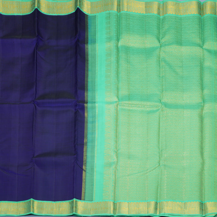 Hayagrivas Handloom MS Blue Kanjivaram Silk Saree with Mint Green Border KBF571G2-3