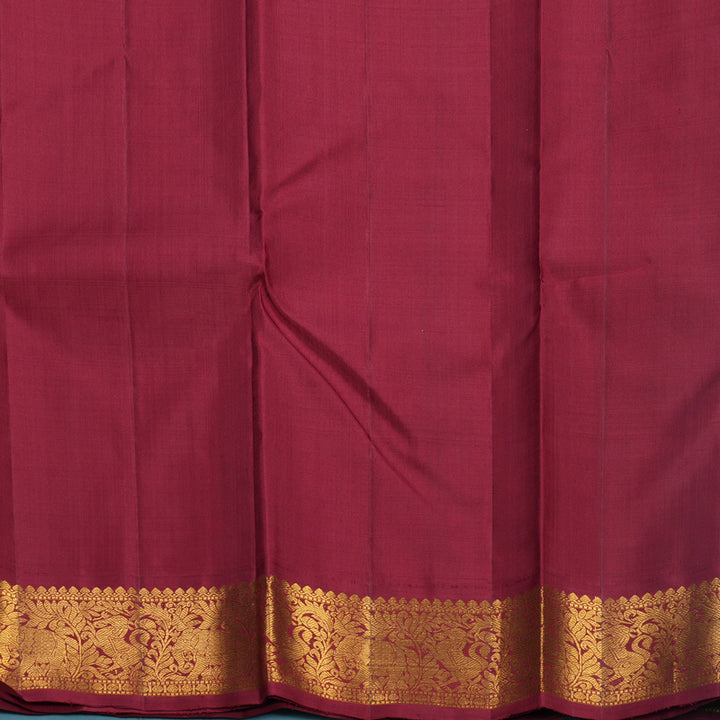 Hayagrivas Handloom Grey Kanjivaram Silk Saree with Maroon Border KBF571G2-5