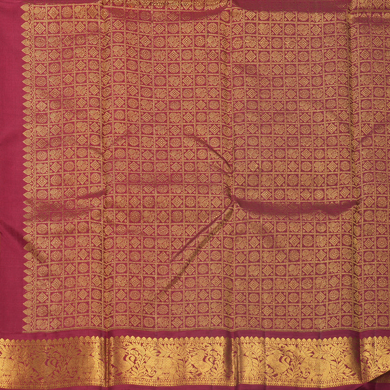 Hayagrivas Handloom Grey Kanjivaram Silk Saree with Maroon Border KBF571G2-5