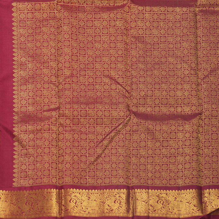 Hayagrivas Handloom Grey Kanjivaram Silk Saree with Maroon Border KBF571G2-5