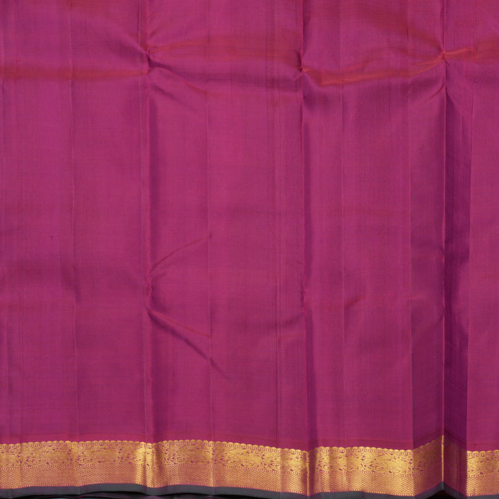 Hayagrivas Handloom Grey Kanjivaram Silk Saree with Burgundy Border KBF571G3-5