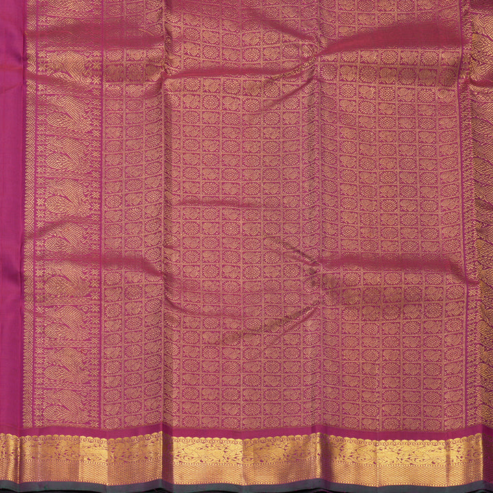 Hayagrivas Handloom Grey Kanjivaram Silk Saree with Burgundy Border KBF571G3-5