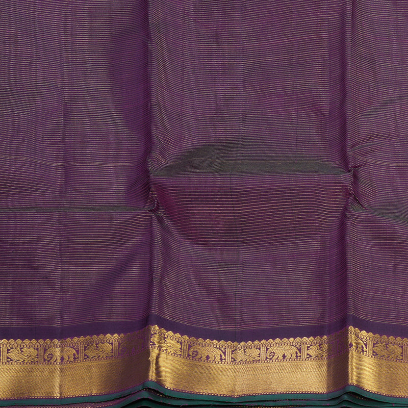 Hayagrivas Handloom Purple Kanjivaram Silk Saree with Bottle Green Selvedge Border KBF571G5-1