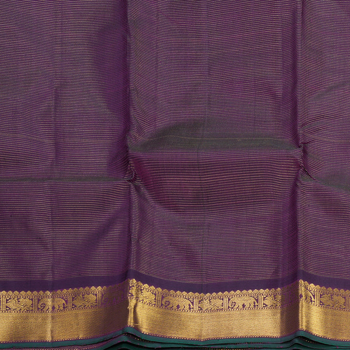 Hayagrivas Handloom Purple Kanjivaram Silk Saree with Bottle Green Selvedge Border KBF571G5-1
