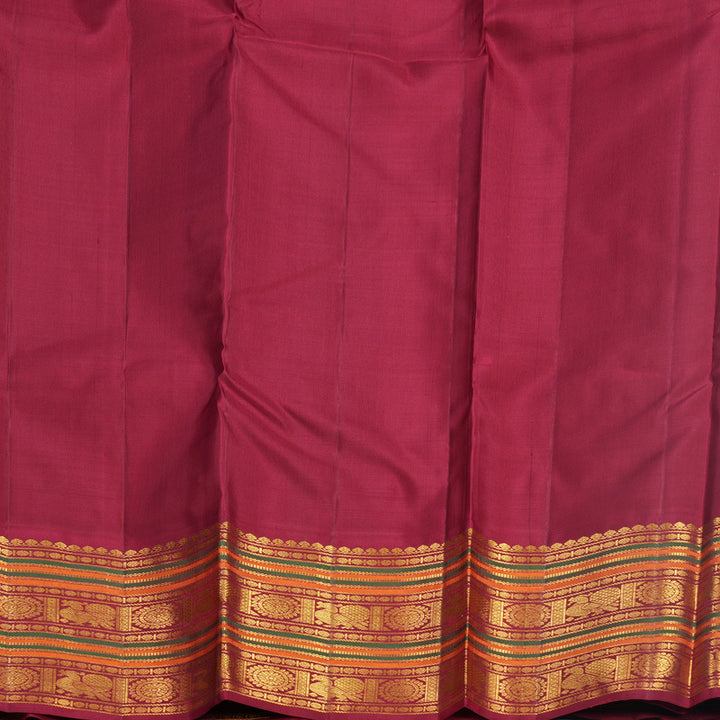 Hayagrivas Handloom Powder Green Kanjivaram Silk Saree with Maroon Border KBF571G8-2