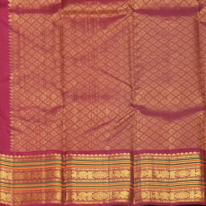 Hayagrivas Handloom Powder Green Kanjivaram Silk Saree with Maroon Border KBF571G8-2
