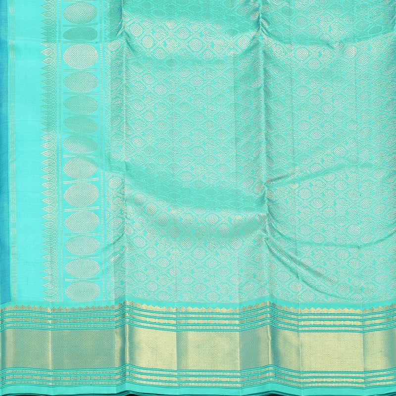 Hayagrivas Handloom Purple Kanjivaram Silk Saree with Sea Blue Border KBF571G8-3