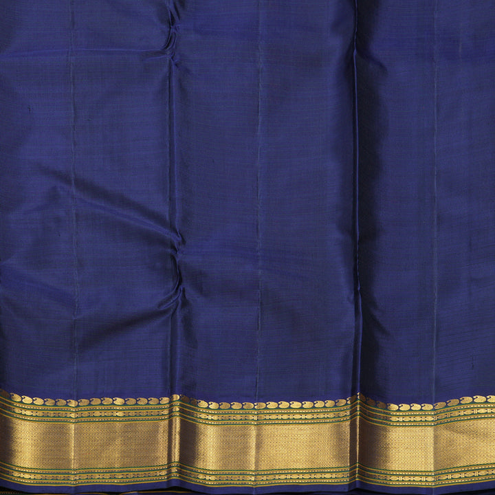 Hayagrivas Handloom Orangish-Pink Kanjivaram Silk Saree with Navy Blue Border KBF571G8-4