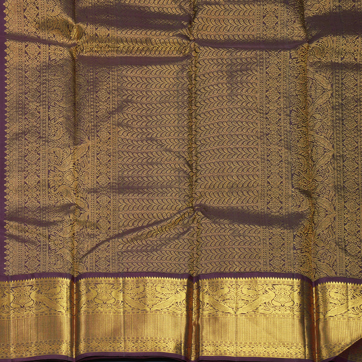 Hayagrivas Handloom Mambazham Orange Kanjivaram Silk Saree with Deep Wine Border KBF571G9-1
