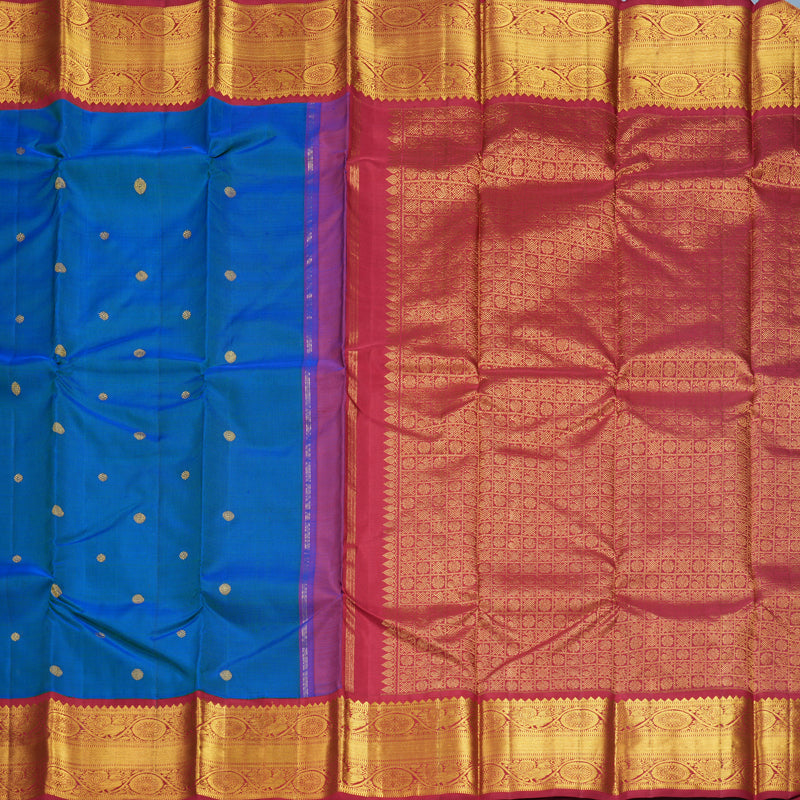 Hayagrivas Handloom Mayilkazhuthu Kanjivaram Silk Saree with Maroon Border KBF571G9-12