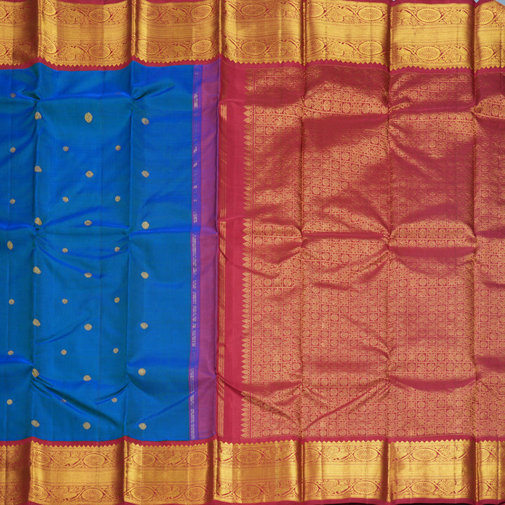 Hayagrivas Handloom Mayilkazhuthu Kanjivaram Silk Saree with Maroon Border KBF571G9-12