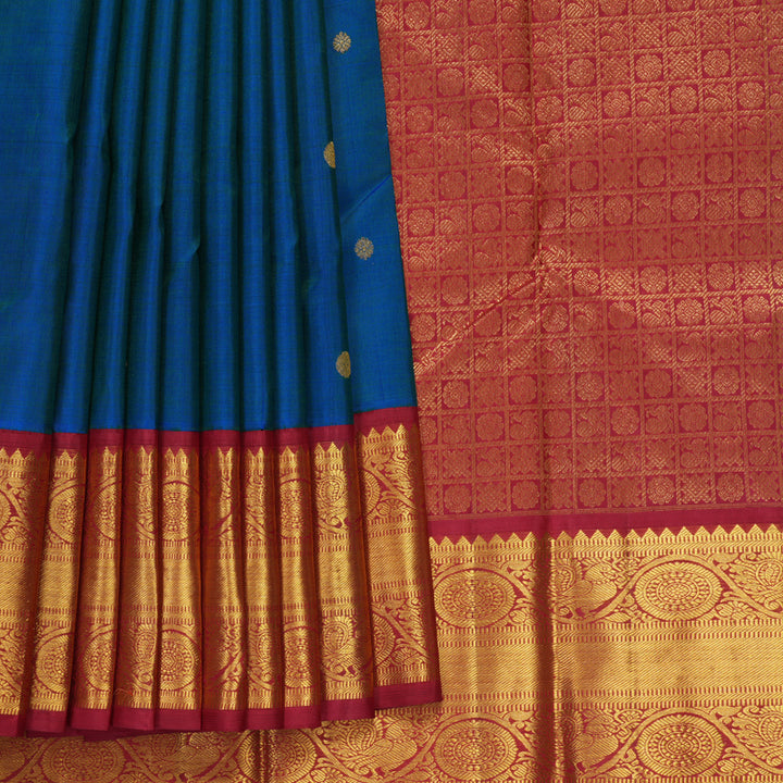 Hayagrivas Handloom Mayilkazhuthu Kanjivaram Silk Saree with Maroon Border KBF571G9-12