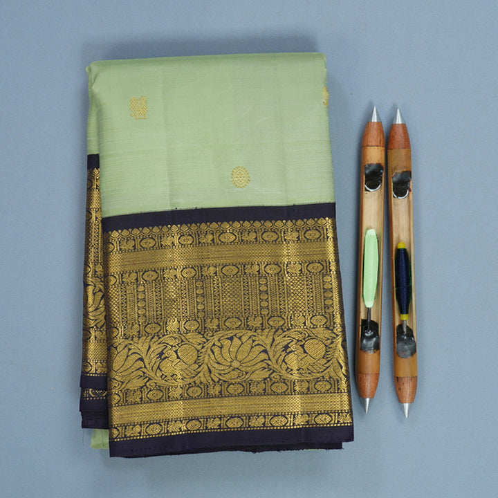 Hayagrivas Handloom Pista Green Kanjivaram Silk Saree with Nagapazham Border KBF571G9-13