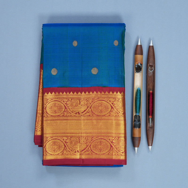 Hayagrivas Handloom Mayilkazhuthu Kanjivaram Silk Saree with Maroon Border KBF571G9-14