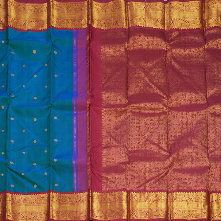 Hayagrivas Handloom Mayilkazhuthu Kanjivaram Silk Saree with Maroon Border KBF571G9-14