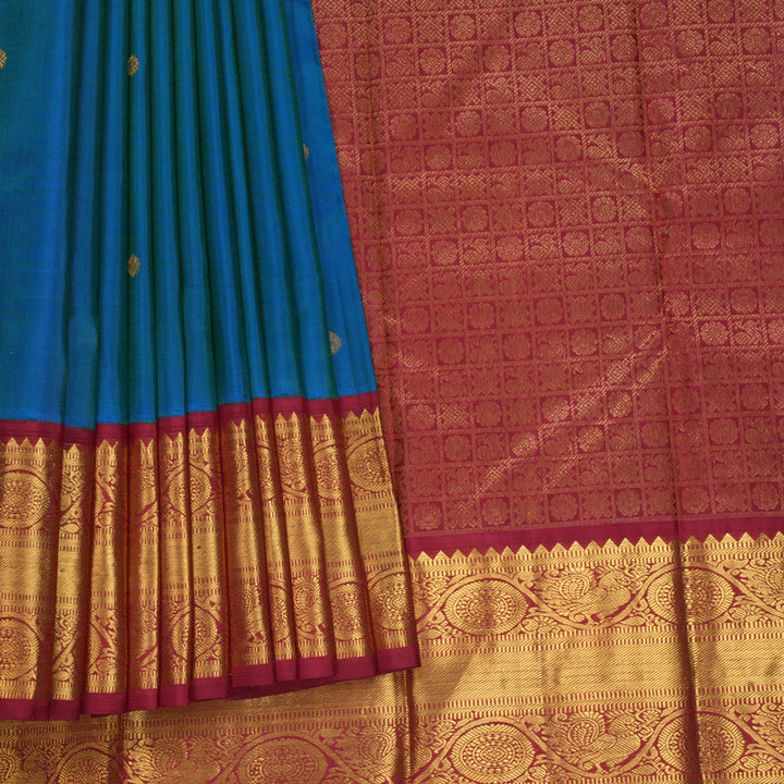 Hayagrivas Handloom Mayilkazhuthu Kanjivaram Silk Saree with Maroon Border KBF571G9-14
