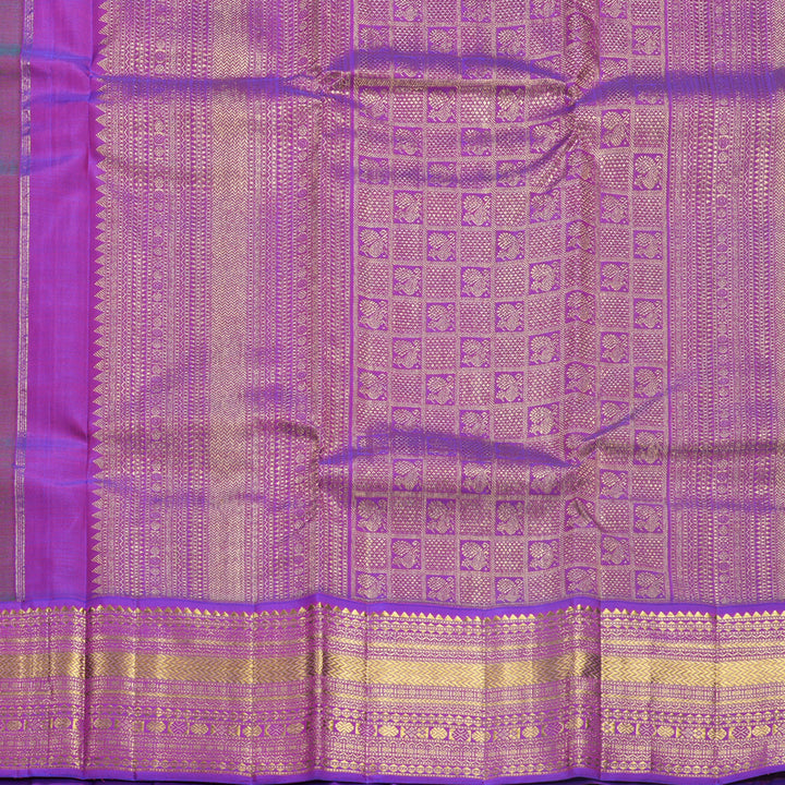 Hayagrivas Handloom Sampanga Green Kanjivaram Silk Saree with Purple Border KBF571G9-15