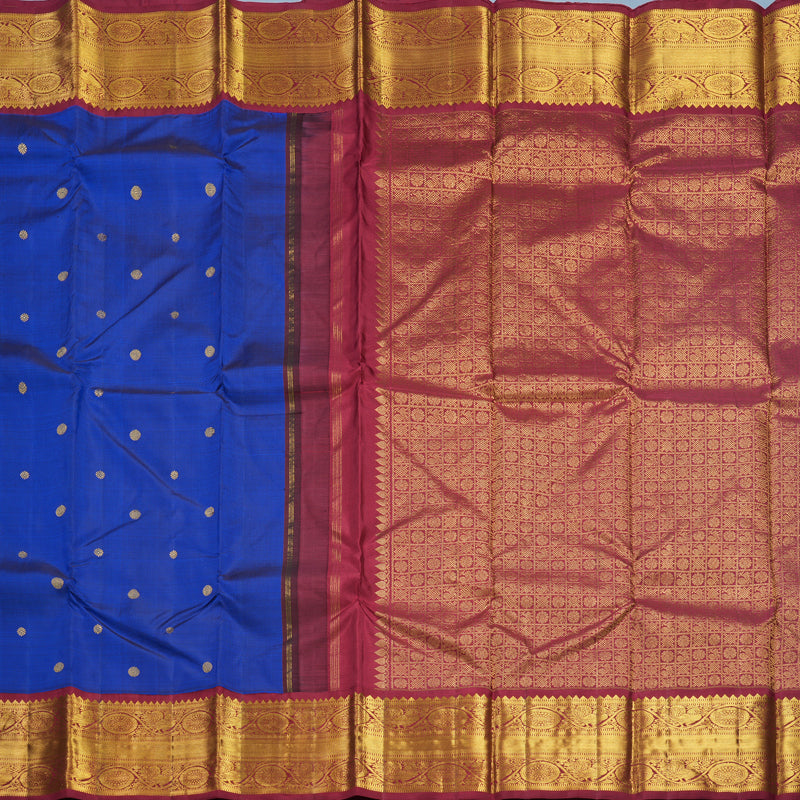 Hayagrivas Handloom MS Blue Kanjivaram Silk Saree with Maroon Border KBF571G9-18