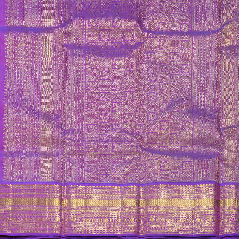 Hayagrivas Handloom Fluorescent Green Kanjivaram Silk Saree with Purple Border KBF571G9-20
