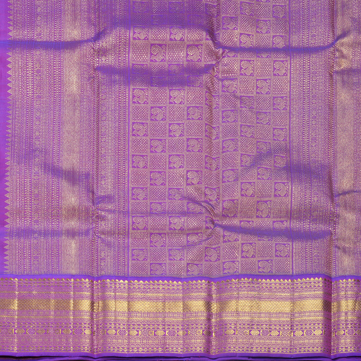 Hayagrivas Handloom Fluorescent Green Kanjivaram Silk Saree with Purple Border KBF571G9-20