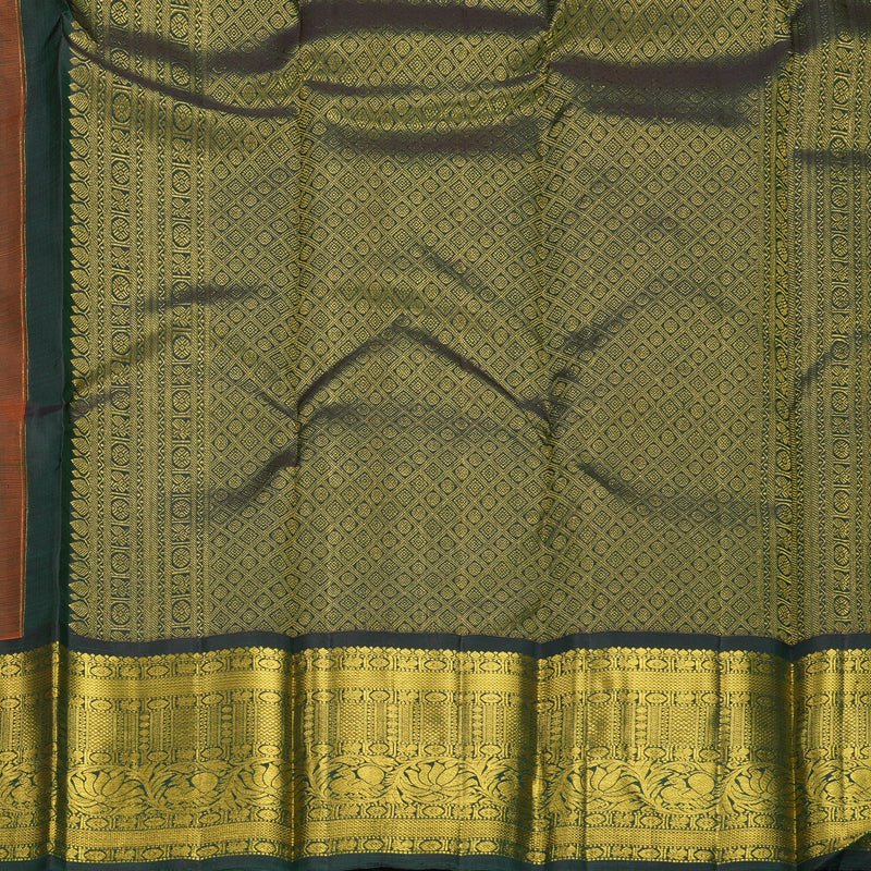 Hayagrivas Handloom Orange Kanjivaram Silk Saree with Karum Pachai Border KBF571G9-4