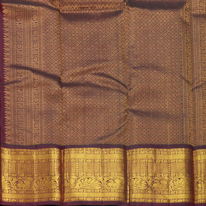 Hayagrivas Handloom Yellow Kanjivaram Silk Saree with Wine Maroon Border KBF571G9-7