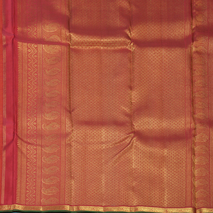 Hayagrivas Handloom Orange Carpet Checks Kanjivaram Silk Saree with Manthalir Selvedge Border KBF572G11-1