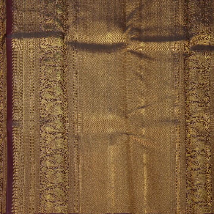 Hayagrivas Handloom Wine Maroon Kanjivaram Silk Saree with Bottle Green Border KBF572G12-1