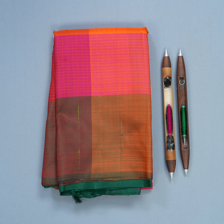 Hayagrivas Handloom Multicolour Checks Kanjivaram Silk Saree KBF572G4-1