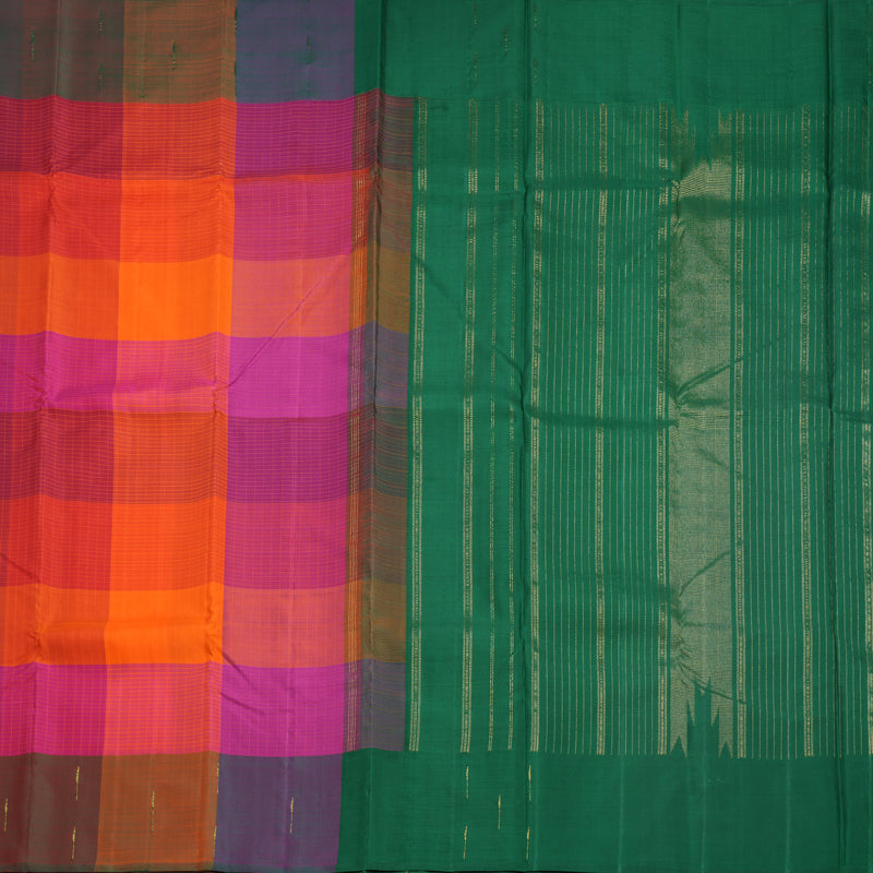 Hayagrivas Handloom Multicolour Checks Kanjivaram Silk Saree KBF572G4-1