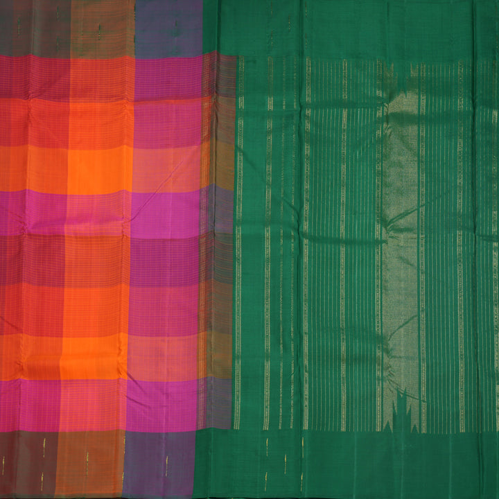 Hayagrivas Handloom Multicolour Checks Kanjivaram Silk Saree KBF572G4-1