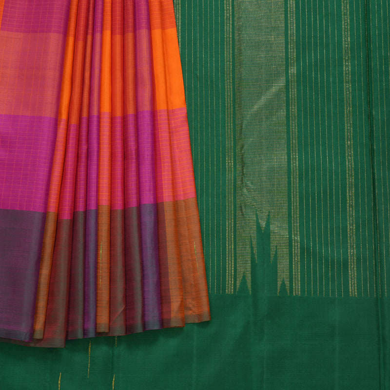 Hayagrivas Handloom Multicolour Checks Kanjivaram Silk Saree KBF572G4-1