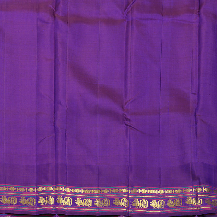 Hayagrivas Handloom Turmeric Yellow Kanjivaram Silk Saree with Purple Border KBF572G5-1